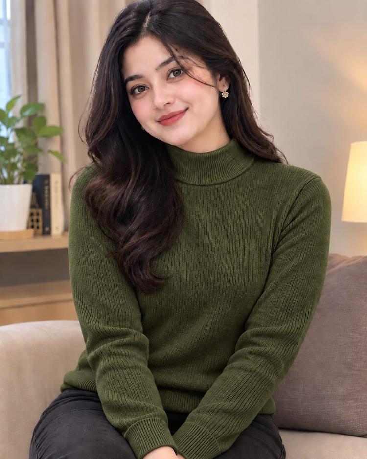 Premium Ribbed High Neck Sweater - Details 3