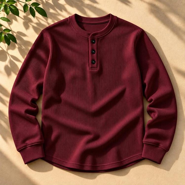 Winter Stylish Placket Button Sweatshirt - Details 1