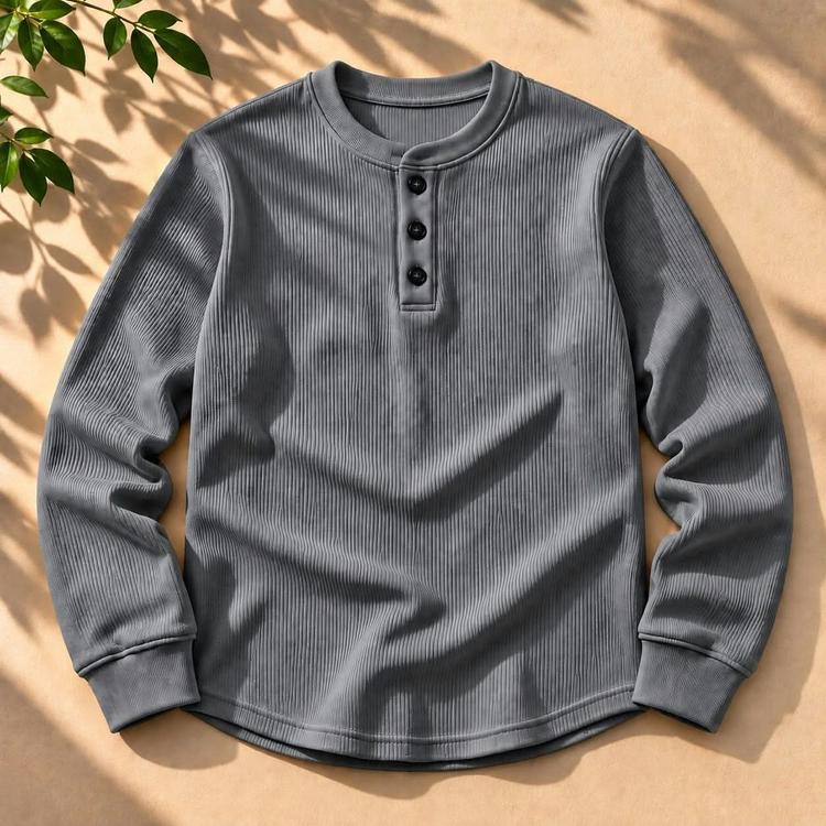 Winter Stylish Placket Button Sweatshirt - Details 7